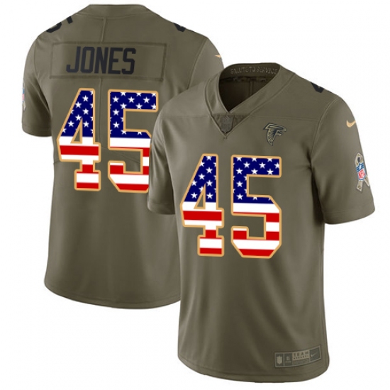 Men's Nike Atlanta Falcons #45 Deion Jones Limited Olive/USA Flag 2017 Salute to Service NFL Jersey - Ujersey