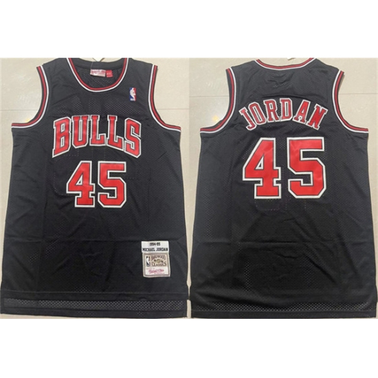 Men's Chicago Bulls #45 Michael Jordan Black 1994-95 Throwback Stitched Basketball Jersey - Ujersey