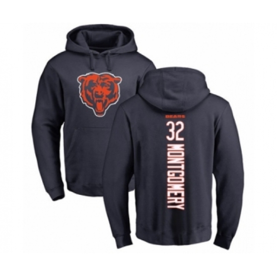 Football Chicago Bears #32 David Montgomery Navy Blue Backer Pullover Hoodie - Ujersey