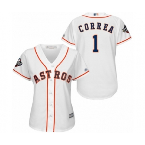 Women's Houston Astros #1 Carlos Correa Authentic White Home Cool Base 2019 World Series Bound Baseball Jersey - Ujersey