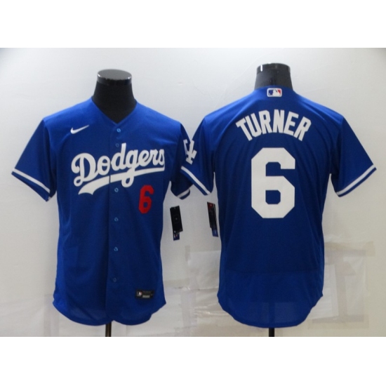 Men's Nike Los Angeles Dodgers #6 Trea Turner Blue Elite Jersey - Ujersey