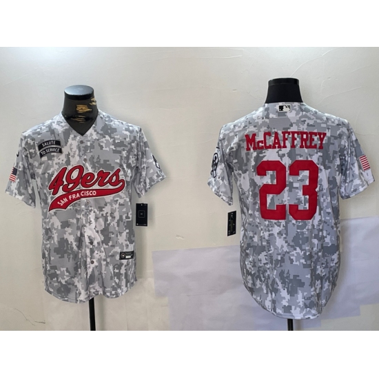 Men's San Francisco 49ers #23 Christian McCaffrey Arctic Camo 2024 Salute to Service Stitched Baseball Jersey - Ujersey