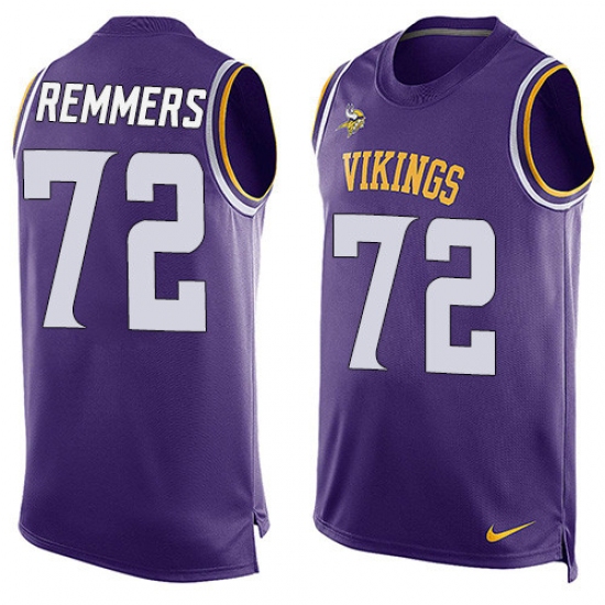 Men's Nike Minnesota Vikings #72 Mike Remmers Limited Purple Player Name & Number Tank Top NFL Jersey - Ujersey