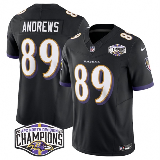 Men's Baltimore Ravens #89 Mark Andrews Black F.U.S.E 2024 AFC North Division Champions Vapor Limited Football Jersey - Ujersey