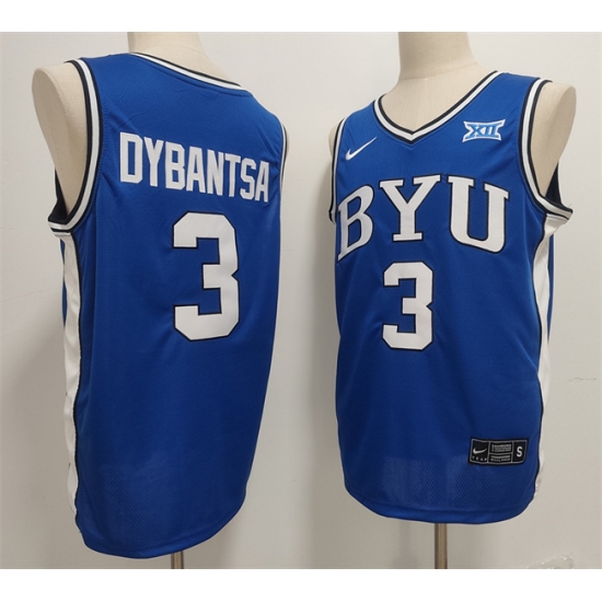 Men's Duke Blue Devils #3 AJ Dybantsa Blue Stitched Basketball Jersey - Ujersey