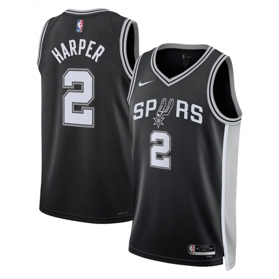Men's San Antonio Spurs #2 Dylan Harper Nike Black 2025 NBA Draft First Round Pick Swingman Jersey - Ujersey