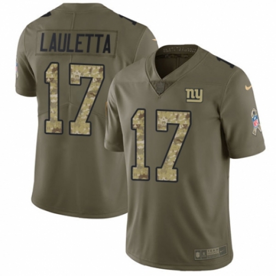 Men's Nike New York Giants #17 Kyle Lauletta Limited Olive/Camo 2017 Salute to Service NFL Jersey - Ujersey