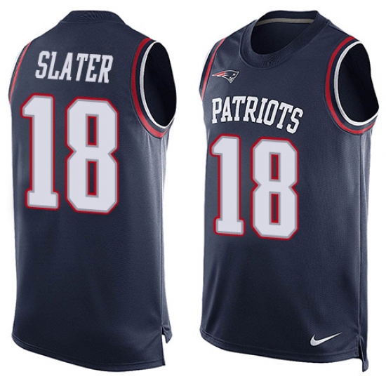 Men's Nike New England Patriots #18 Matthew Slater Limited Navy Blue Player Name & Number Tank Top NFL Jersey - Ujersey