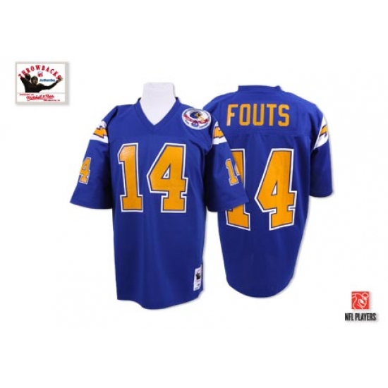 Mitchell And Ness Los Angeles Chargers #14 Dan Fouts Authentic Electric Blue With 50TH Patch Throwback NFL Jersey - Ujersey