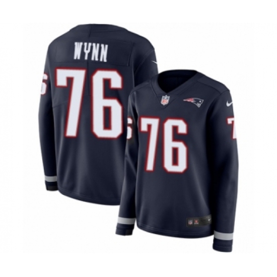 Women's Nike New England Patriots #76 Isaiah Wynn Limited Navy Blue Therma Long Sleeve NFL Jersey - Ujersey