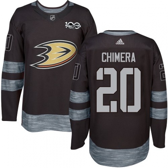 Men's Adidas Anaheim Ducks #20 Jason Chimera Authentic Black 1917-2017 100th Anniversary NHL Jersey - Ujersey