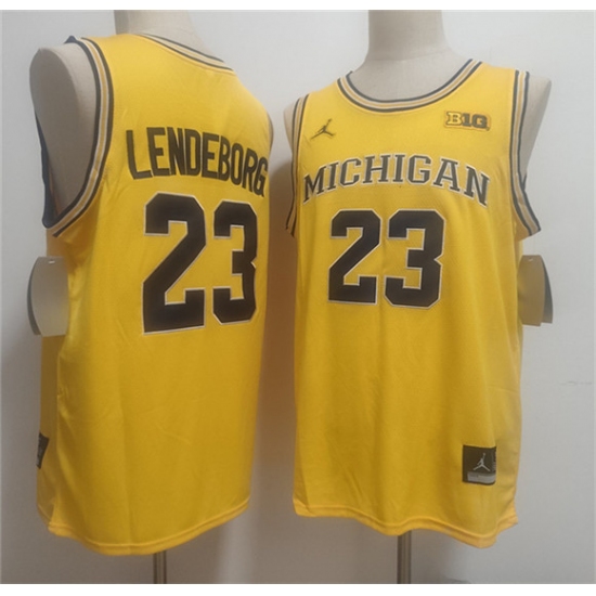 Men's Michigan Wolverines #23 Yaxel Lendeborg Yellow Vapor Limited Stitched Football Jersey - Ujersey