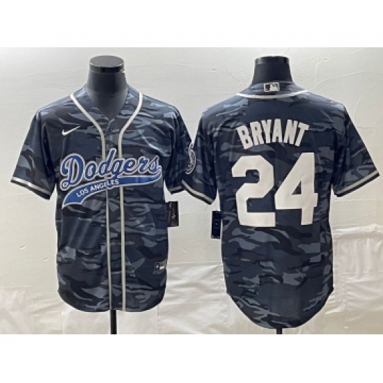 Men's Los Angeles Dodgers #24 Kobe Bryant Gray Camo Cool Base Stitched Baseball Jersey - Ujersey