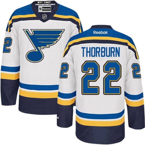 Women's Reebok St. Louis Blues #22 Chris Thorburn Authentic White Away NHL Jersey - Ujersey