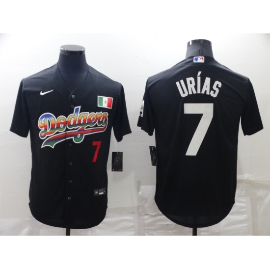 Men's Los Angeles Dodgers #7 Julio Urias Black With Red Stitched MLB Cool Base Nike Fashion Jersey - Ujersey
