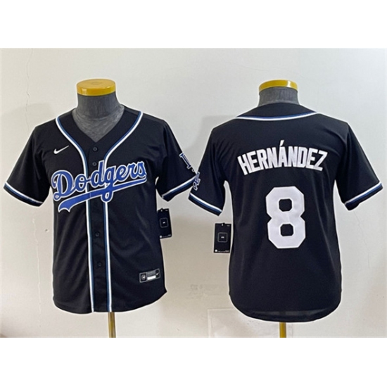 Youth Los Angeles Dodgers #8 Enrique Hernández Black Stitched Baseball Jersey