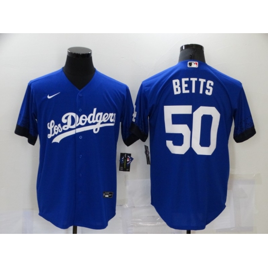 Men's Los Angeles Dodgers #50 Mookie Betts Blue Game City Player Jersey - Ujersey