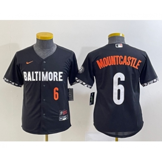 Youth Baltimore Orioles #6 Ryan Mountcastle Number Black 2023 City Connect Cool Base Stitched Jersey - Ujersey