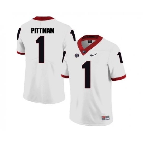 Georgia Bulldogs 1 Sam Pittman White College Football Jersey - Ujersey