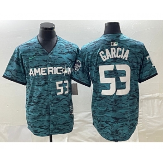 Men's Nike Texas Rangers #53 Adolis Garcia Number Teal 2023 All Star Stitched Baseball Jersey - Ujersey