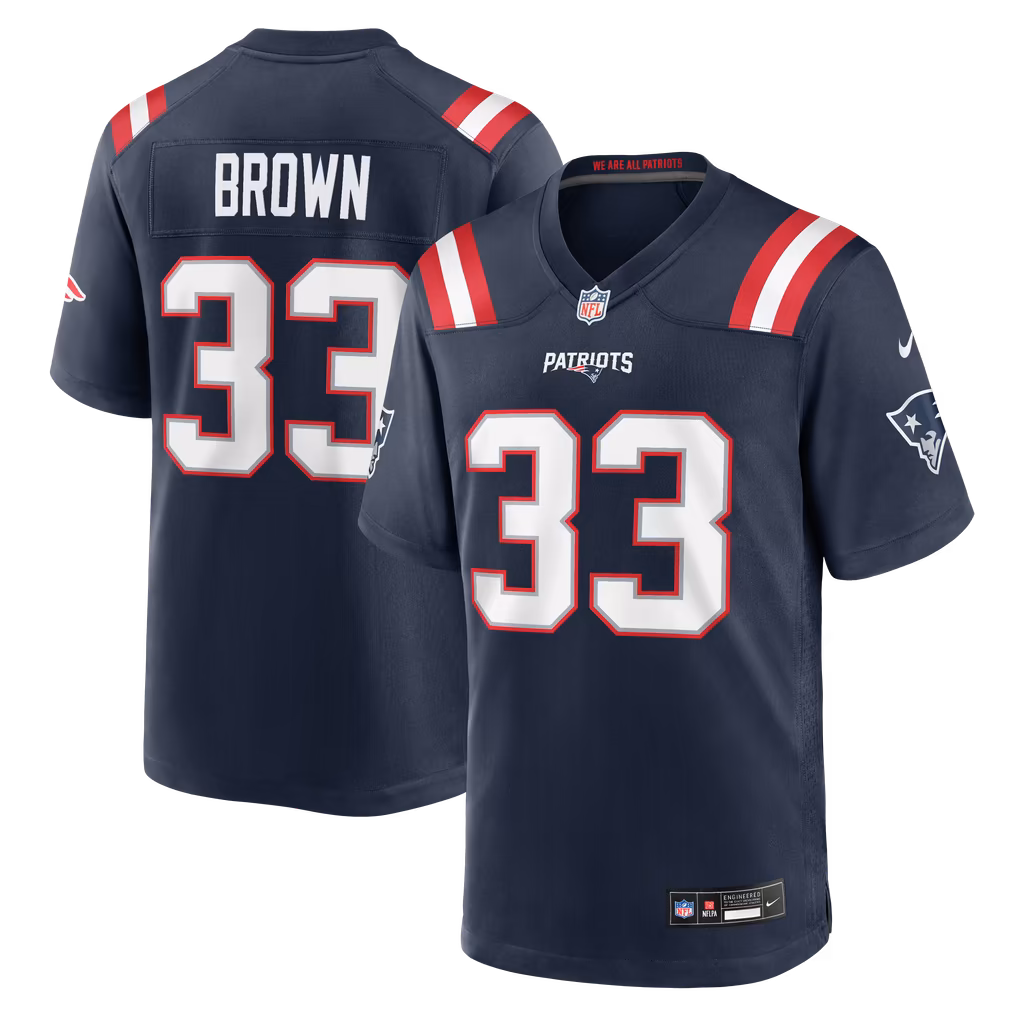 Men's New England Patriots Mike Brown Nike Navy Team Game Jersey - Ujersey