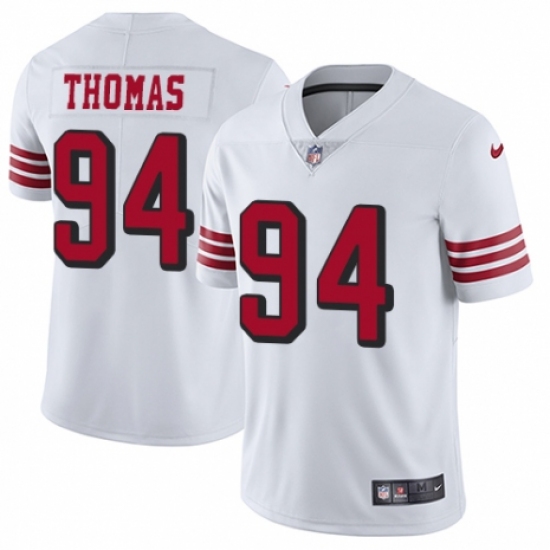 Men's Nike San Francisco 49ers #94 Solomon Thomas Elite White Rush Vapor Untouchable NFL Jersey - Ujersey