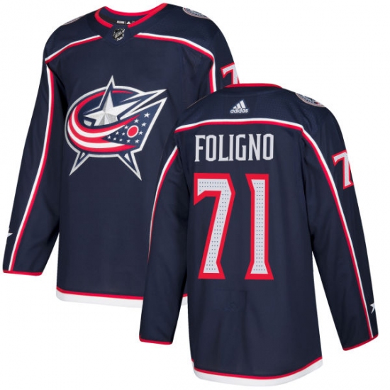 Men's Adidas Columbus Blue Jackets #71 Nick Foligno Premier Navy Blue Home NHL Jersey - Ujersey