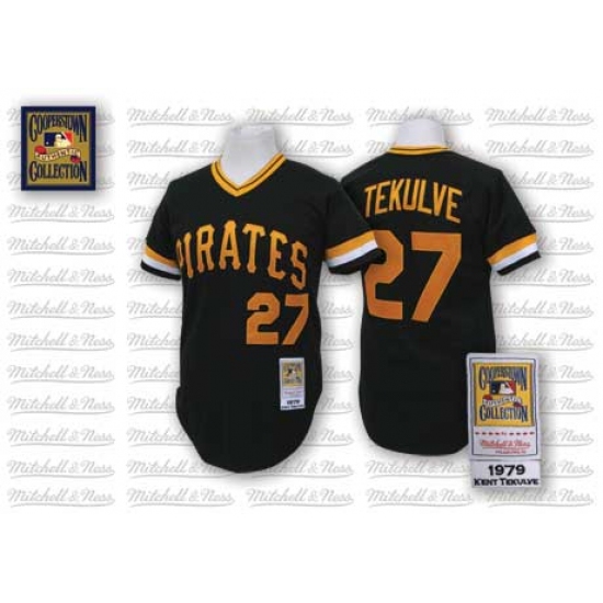 Men's Mitchell and Ness Pittsburgh Pirates #27 Kent Tekulve Replica Black Throwback MLB Jersey