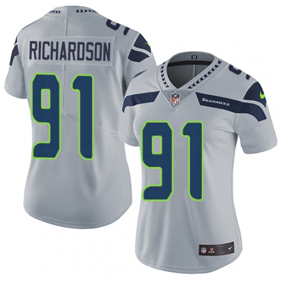Women's Nike Seattle Seahawks #91 Sheldon Richardson Grey Alternate Vapor Untouchable Limited Player NFL Jersey - Ujersey