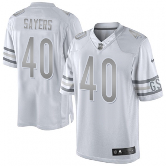 Men's Nike Chicago Bears #40 Gale Sayers Limited White Platinum NFL Jersey - Ujersey