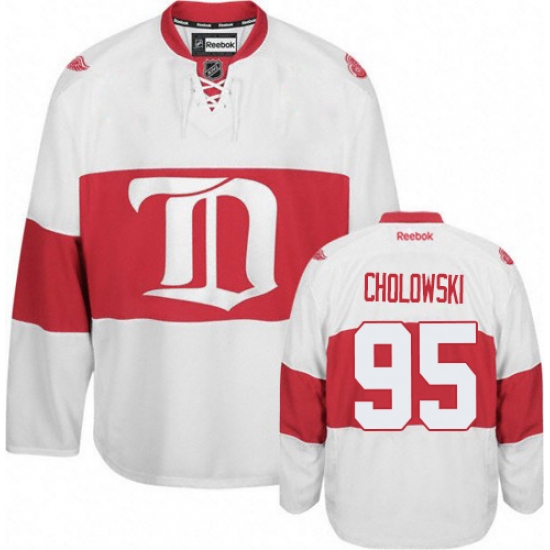 Youth Reebok Detroit Red Wings #95 Dennis Cholowski Authentic White Third NHL Jersey - Ujersey