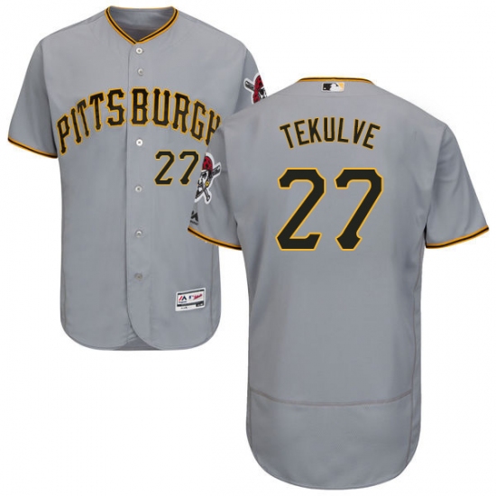 Men's Majestic Pittsburgh Pirates #27 Kent Tekulve Grey Road Flex Base Authentic Collection MLB Jersey - Ujersey