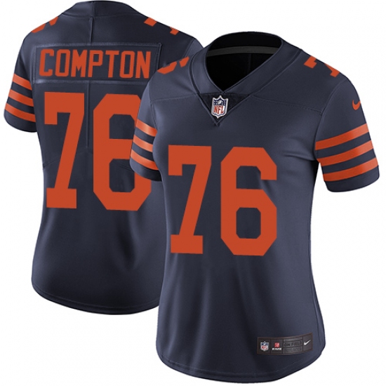 Women's Nike Chicago Bears #76 Tom Compton Navy Blue Alternate Vapor Untouchable Limited Player NFL Jersey - Ujersey