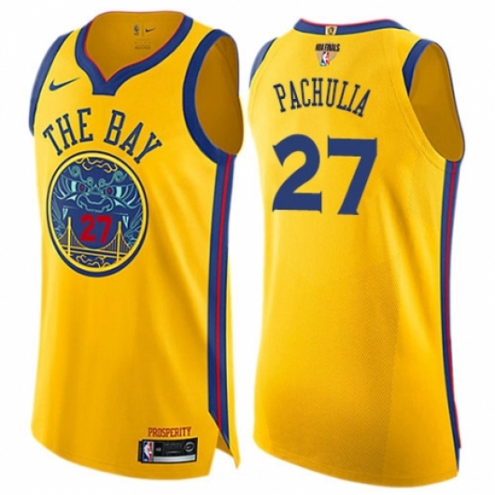 Women's Nike Golden State Warriors #27 Zaza Pachulia Swingman Gold 2018 NBA Finals Bound NBA Jersey - City Edition - Ujersey