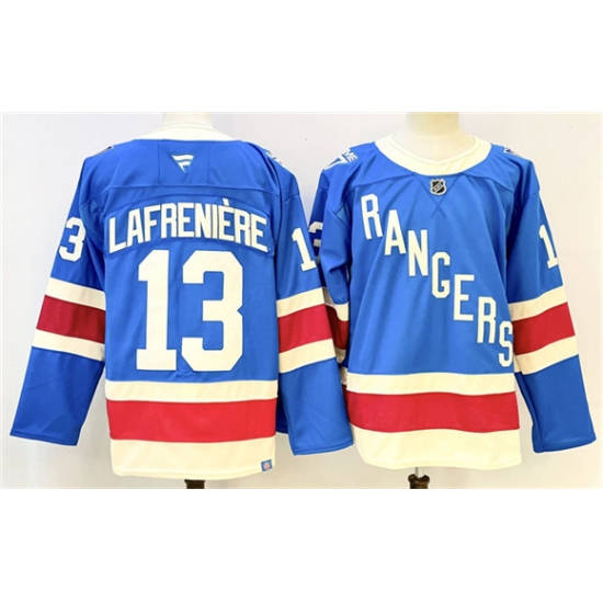 Men's New York Rangers #13 Alexis Lafreniere Blue 2025 Stitched Hockey Jersey - Ujersey