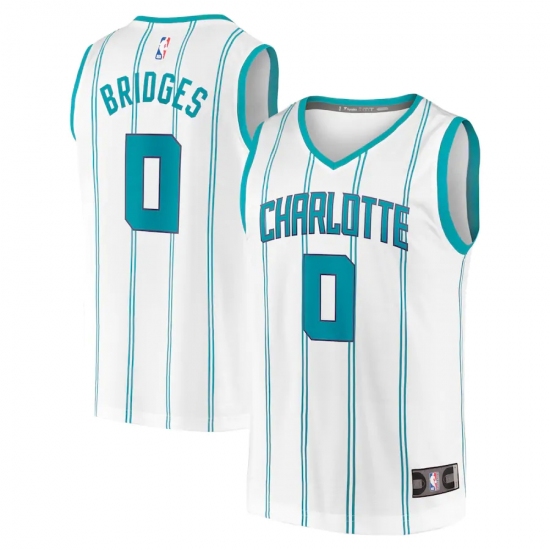 Men's Charlotte Hornets #0 Miles Bridges Fanatics Branded White 2020-21 Fast Break Replica Jersey - Ujersey