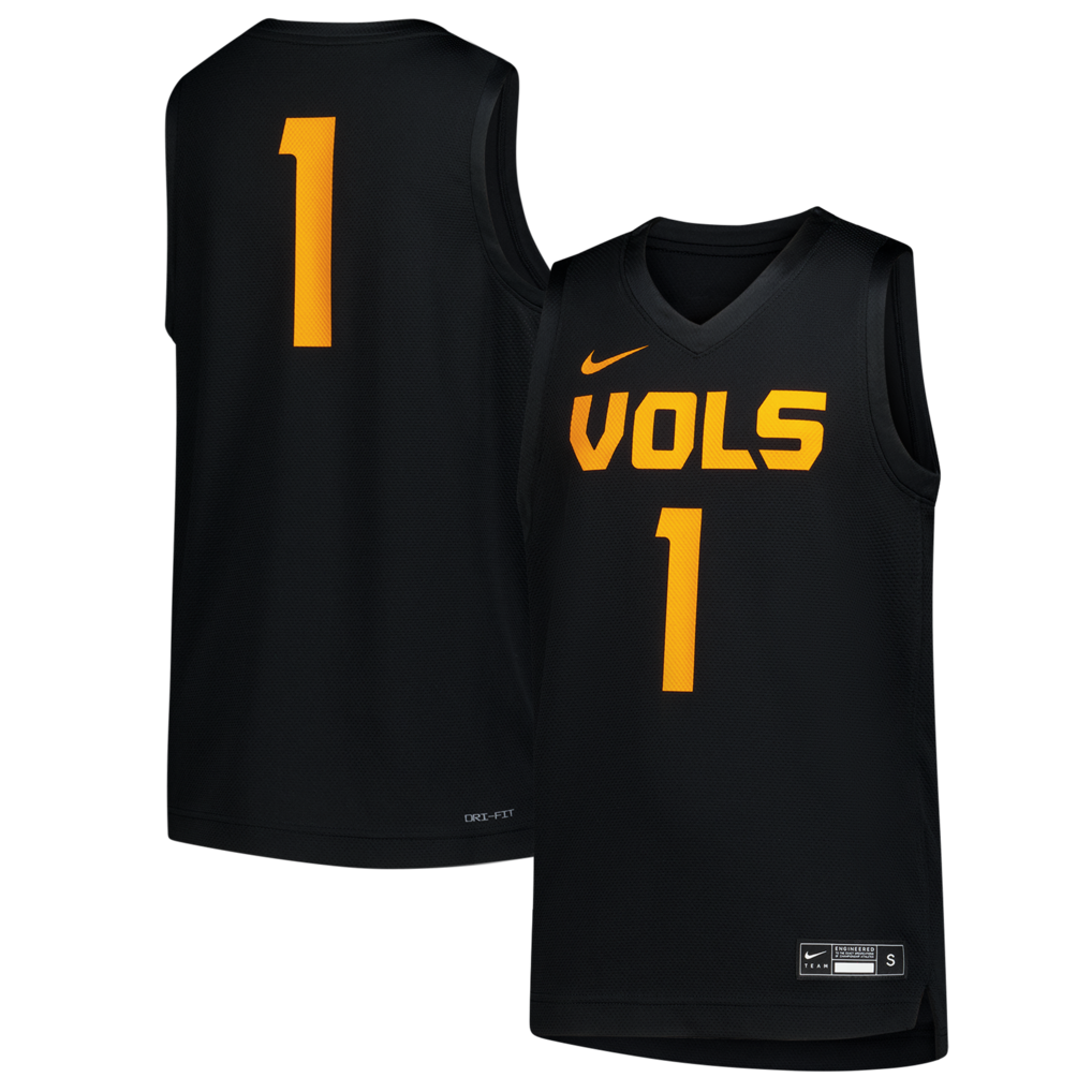 Youth Nike #1 Black Tennessee Volunteers Replica Basketball Jersey - U-jersey