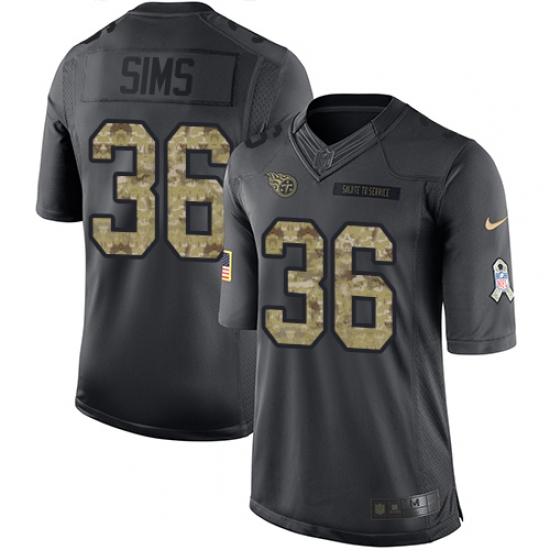 Men's Nike Tennessee Titans #36 LeShaun Sims Limited Black 2016 Salute to Service NFL Jersey - Ujersey