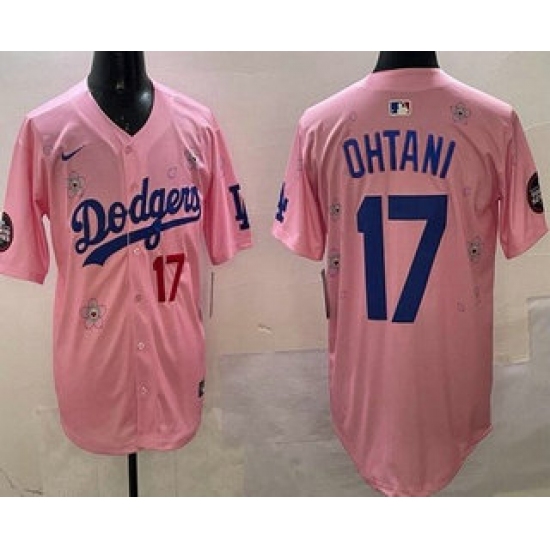 Men's Los Angeles Dodgers #17 Shohei Ohtani Pink 2025 Tokyo Series Limited Jersey - Ujersey