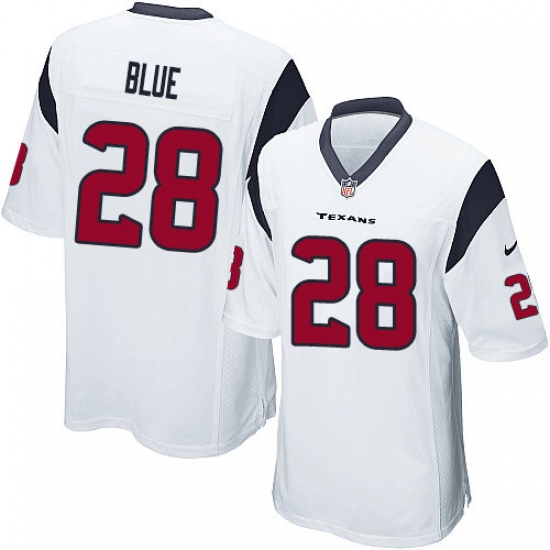 Men's Nike Houston Texans #28 Alfred Blue Game White NFL Jersey - Ujersey