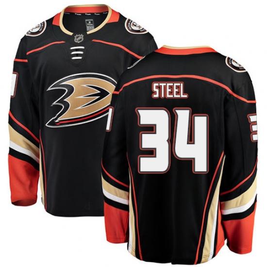 Men's Anaheim Ducks #34 Sam Steel Fanatics Branded Black Home Breakaway NHL Jersey - Ujersey