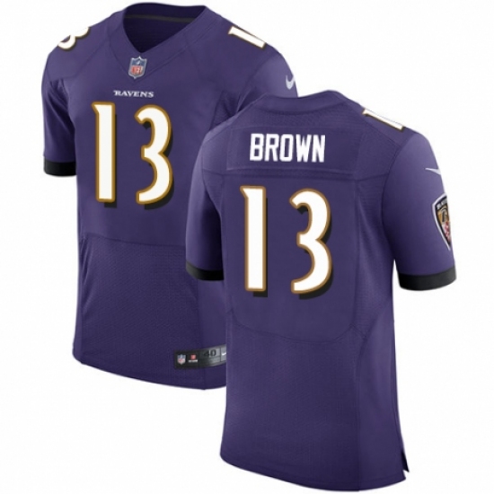 Men's Nike Baltimore Ravens #13 John Brown Purple Team Color Vapor Untouchable Elite Player NFL Jersey - Ujersey