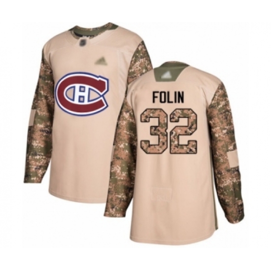 Youth Montreal Canadiens #32 Christian Folin Authentic Camo Veterans Day Practice Hockey Jersey - Ujersey