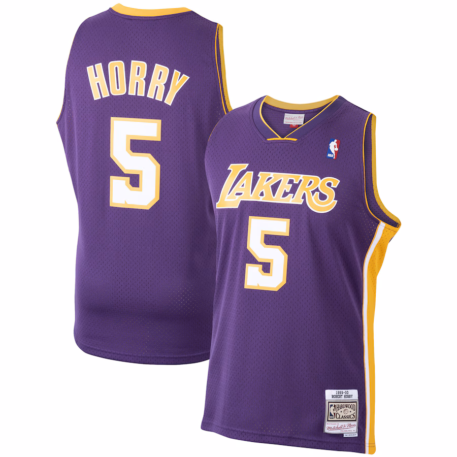 Men's Los Angeles Lakers Robert Horry Mitchell & Ness Purple 1999/00 Hardwood Classics Swingman Jersey - Ujersey NHL