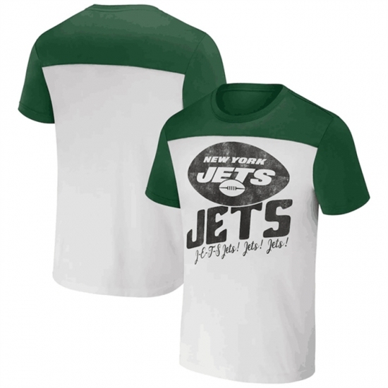 Men's New York Jets Cream Green X Darius Rucker Collection Colorblocked T Shirt - Ujersey