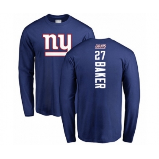 Football New York Giants #27 Deandre Baker Royal Blue Backer Long Sleeve T-Shirt - Ujersey