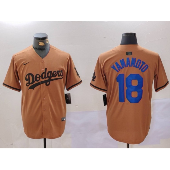 Men's Los Angeles Dodgers #18 Yoshinobu Yamamoto Olive Cool Base Limited Stitched Jersey - Ujersey