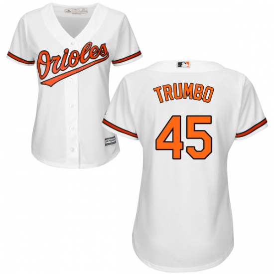 Women's Majestic Baltimore Orioles #45 Mark Trumbo Authentic White Home Cool Base MLB Jersey - Ujersey