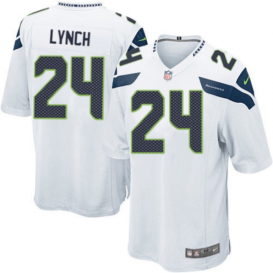 Men's Nike Seattle Seahawks #24 Marshawn Lynch Game White NFL Jersey - Ujersey