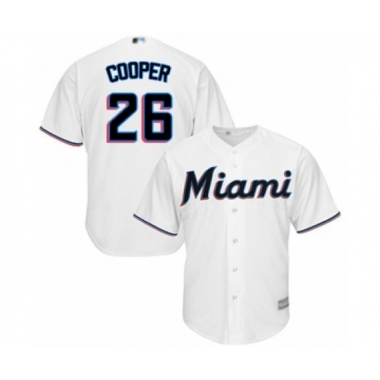 Youth Miami Marlins #26 Garrett Cooper Authentic White Home Cool Base Baseball Player Jersey - Ujersey